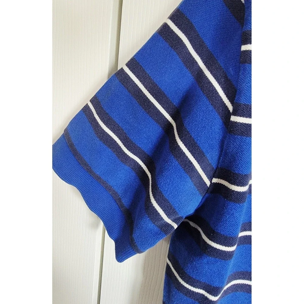 Polo Ralph Lauren M Blue‎ Striped Polo SS Yellow Pony Vtg Classic Fit Casual